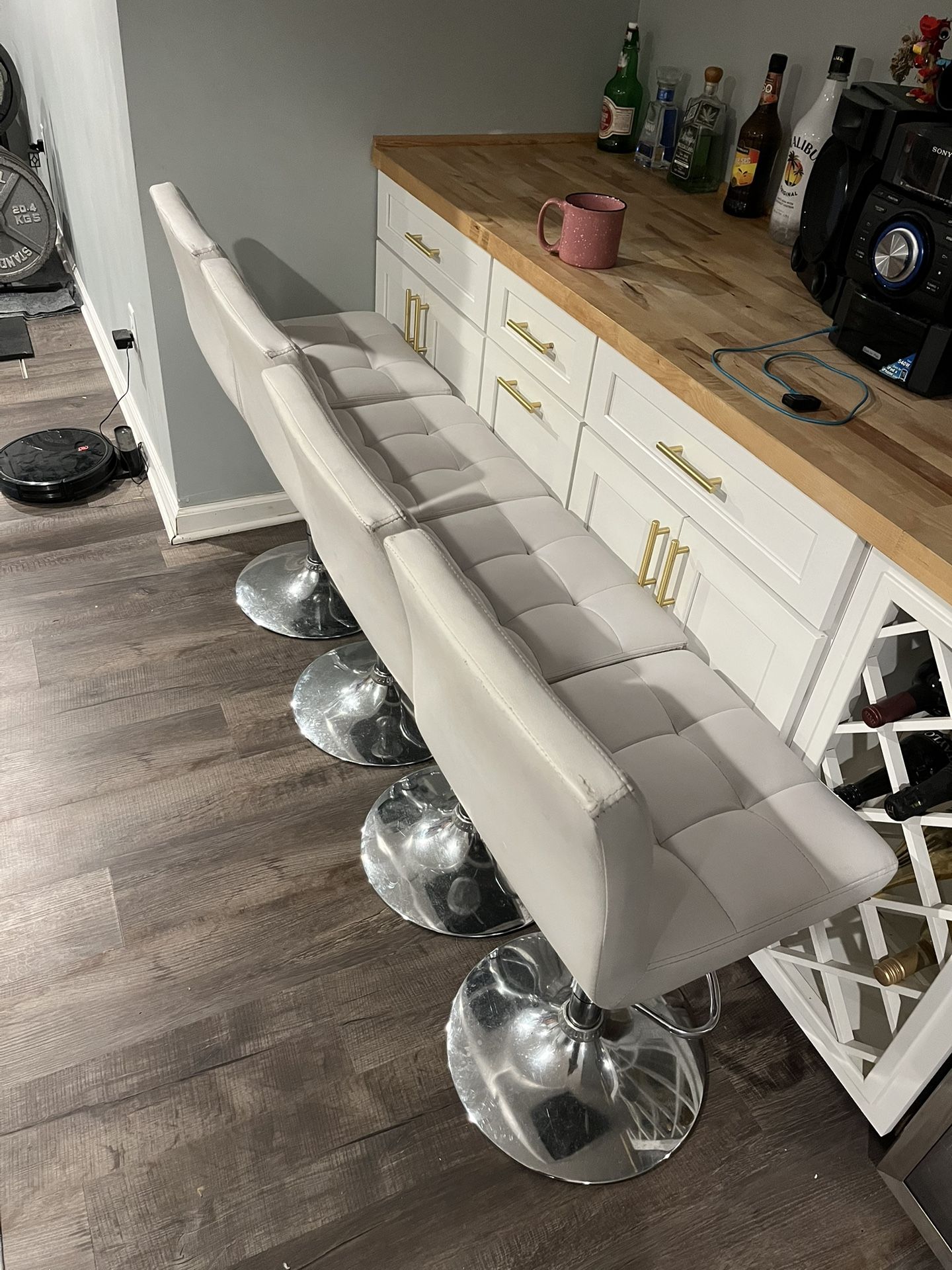 4 Leather Bar Stools