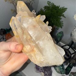 Clear Quartz Crystal Cluster ✨ Golden Iron Inclusions