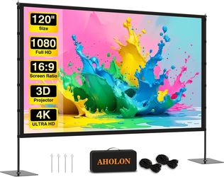 120″ Portable Outdoor Projector Screen with Stand – Indoor/Outdoor Movie Screen