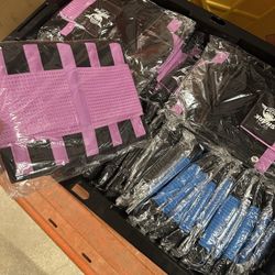 Lot of sports girdles, garters and shakers