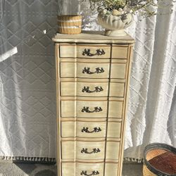 Tall Vintage Sanford French Provincial Wooden Dresser Lingerie Chest of Drawers