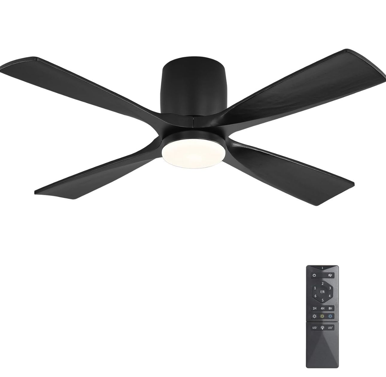 WINGBO 48 inch Flush Mount Ceiling Fan with Lights