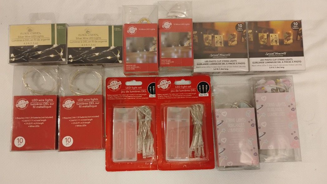 LED Fairy Light Bundle – 12 Packs! Photo Clips, String Lights, Wire Sets