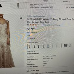 Alex Evenings Women’s Long Fit 7 Flare Dress 8P Rose Gold New W/tags