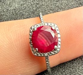 925SR Lab Created Ruby W/ Real Diamonds