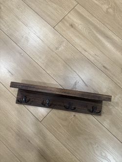 Wooden Wall Shelf With Hooks
