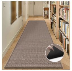 Hallway Runner Rug Mat Non Slip Light Brown, 19x92”