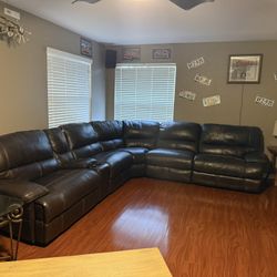6 pieces electric reclining leather sectional