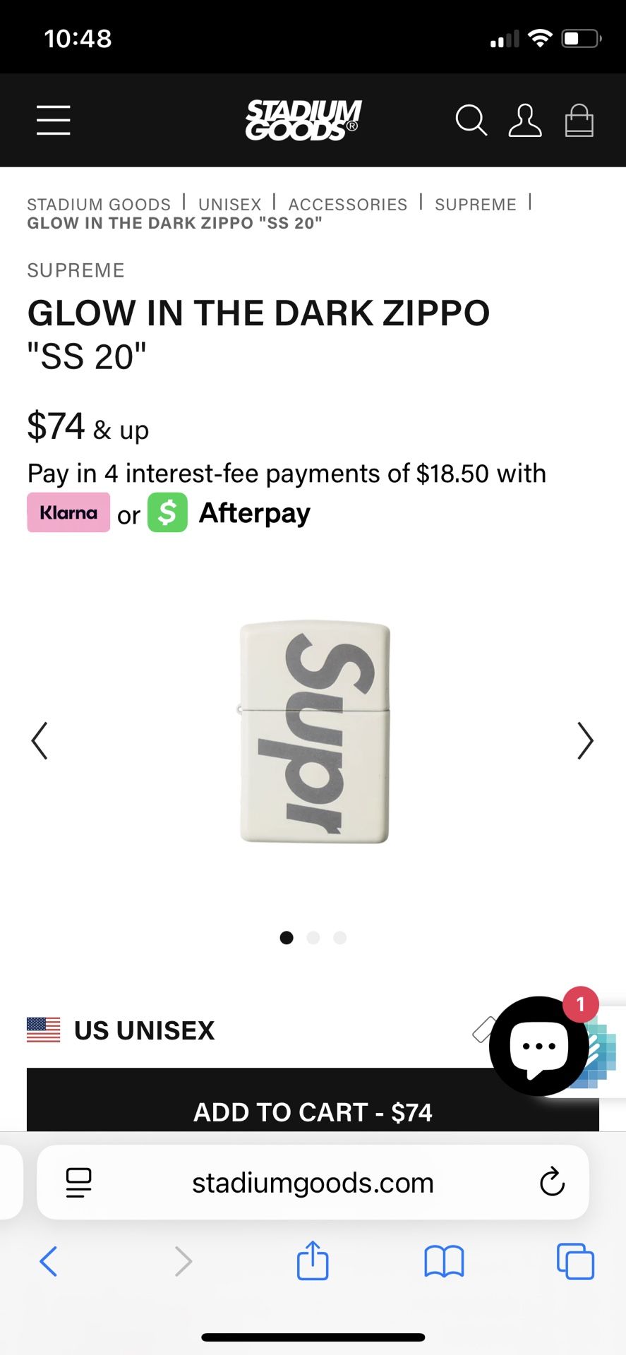 Supreme zippo glow in the dark lighter