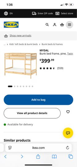 IKEA MYDAL Bunk bed frame, pine, Twin