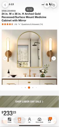 Shop Dovelina 24 in. W x 36 in. H Arched Black Recessed/Surface Mount Medicine Cabinet with Mirror