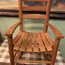 Handmade All Wood Children’s Rocking Chair W/ Curved Seat Slates For Comfort