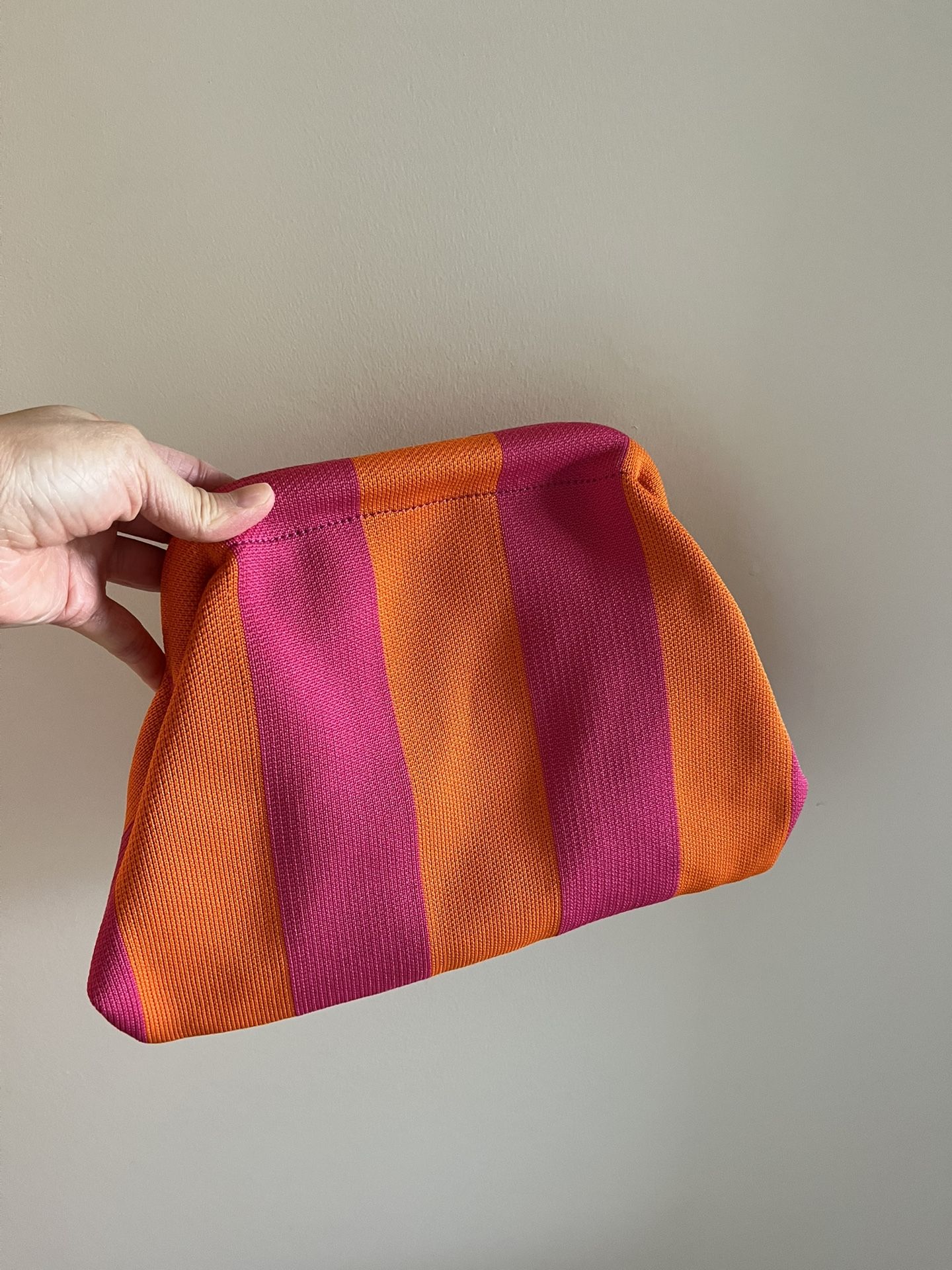 Summer Striped Dumpling Clutch (Pink/Orange)