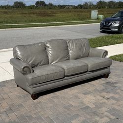Free Delivery- Beautiful Genuine Leather Gray Couch