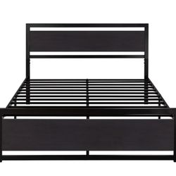 Metal And Wood Queen Bed Frame 
