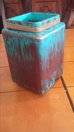 Glass hand painted vase