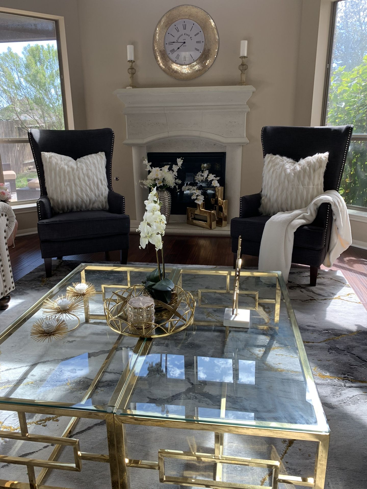 2 Charcoal Gray Tall Accent Chairs Like New