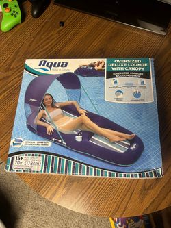Aqua Oversized Deluxe Pool Lounge Float with Canopy