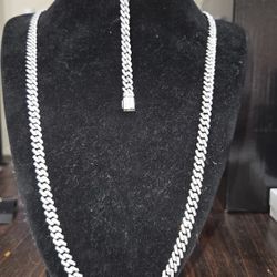 24" 6mm Moissanite Monaco Sterling Silver 925 Set