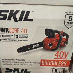 New Skil chainsaw 40v with battery and charger