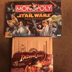 2005 Star Wars Saga Edition Monopoly & 2008 Indiana Jones Edition Monopoly 