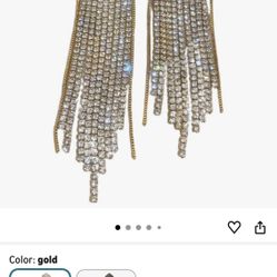 Long Tassel Drop Earrings for Women Gold Color Rhinestone Dangle Earrings Fashion Jewelry 