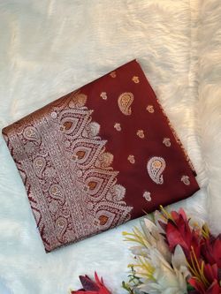 Red Wedding Katan Saree