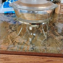 Vintage Inland Glass Gold Rimmed Covered Casserole Farmhouse Cottage Decor