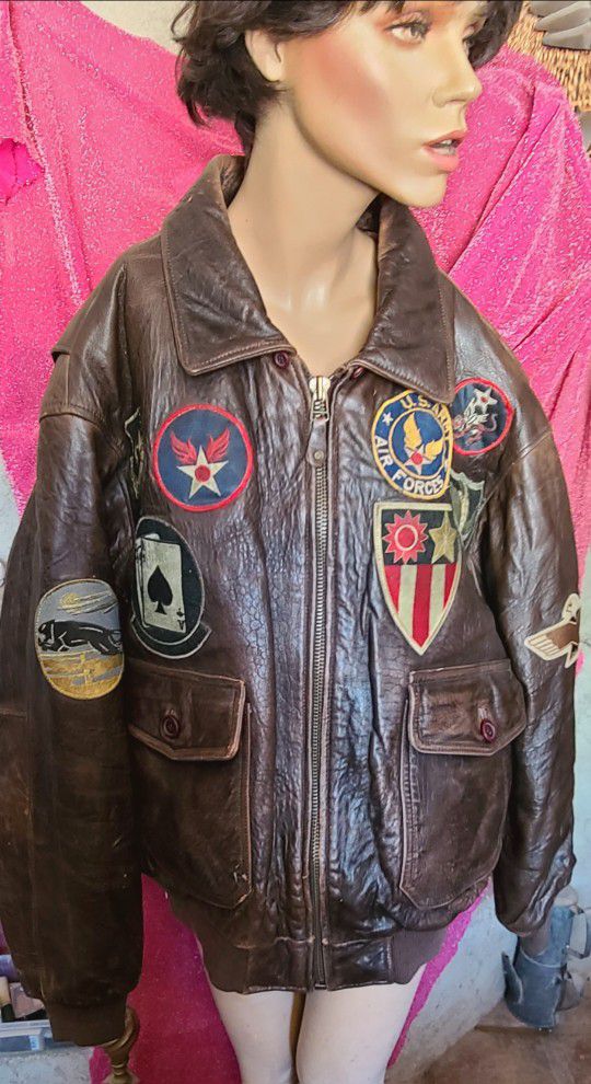 **Rare** Vintage Bomber Fighter Flight Leather Jacket 