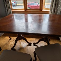 Wood Double Pedestal Table And Chairs