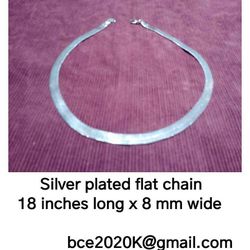 silver plated flat chain 18Lx8mmW