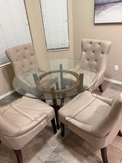 Round glass table 45” w chairs