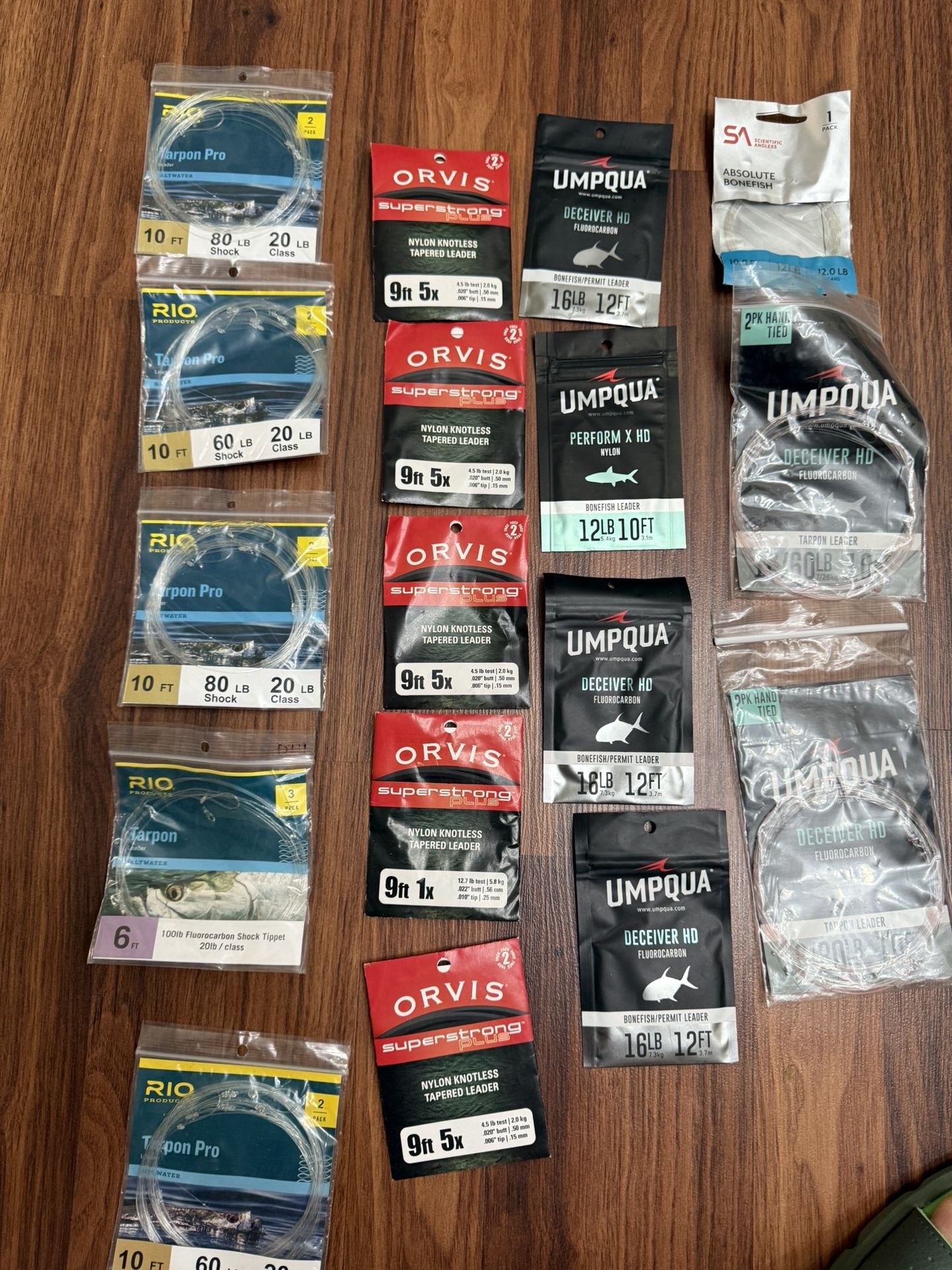 Lot of Fly Fishing Leaders & Shock Tippets – RIO Orvis Umpqua Scientific Anglers (16 pcs)