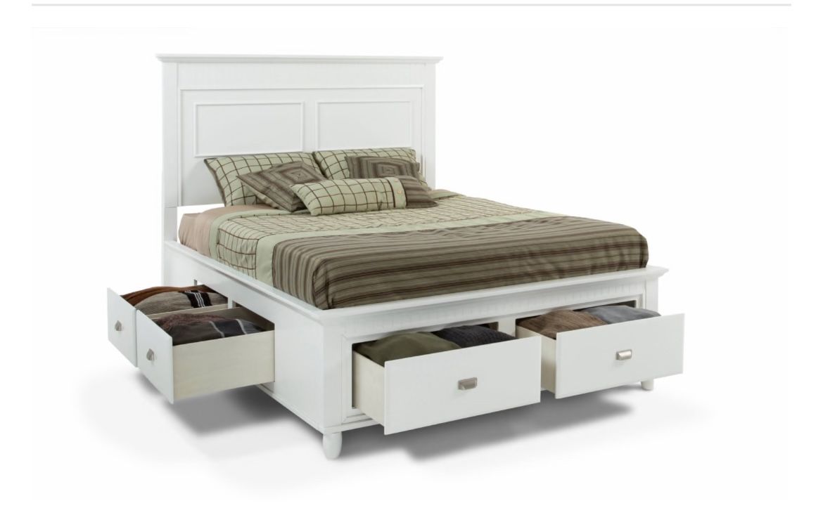 6 Drawer White Bed Frame