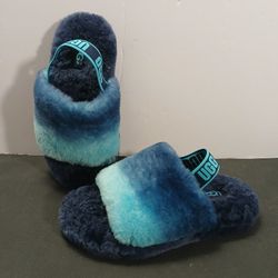 UGG Fluff Yeah Slippers Fuchsia Gradient Kids Youth US Size 1 / UK 13  