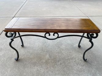 Sofa console table. Wood and iron.