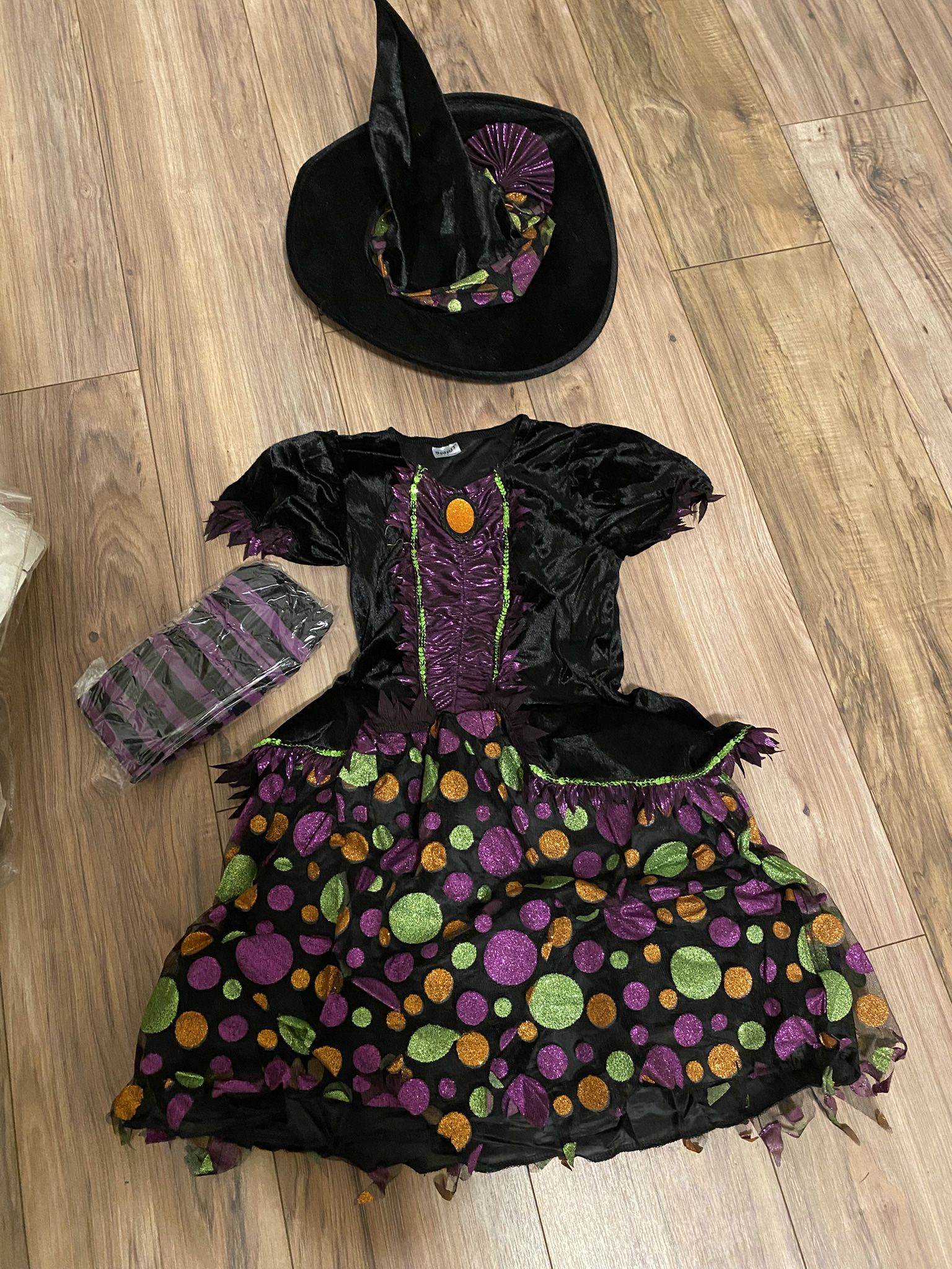 Spirit Black and Purple Kids Witch Costume with Hat
