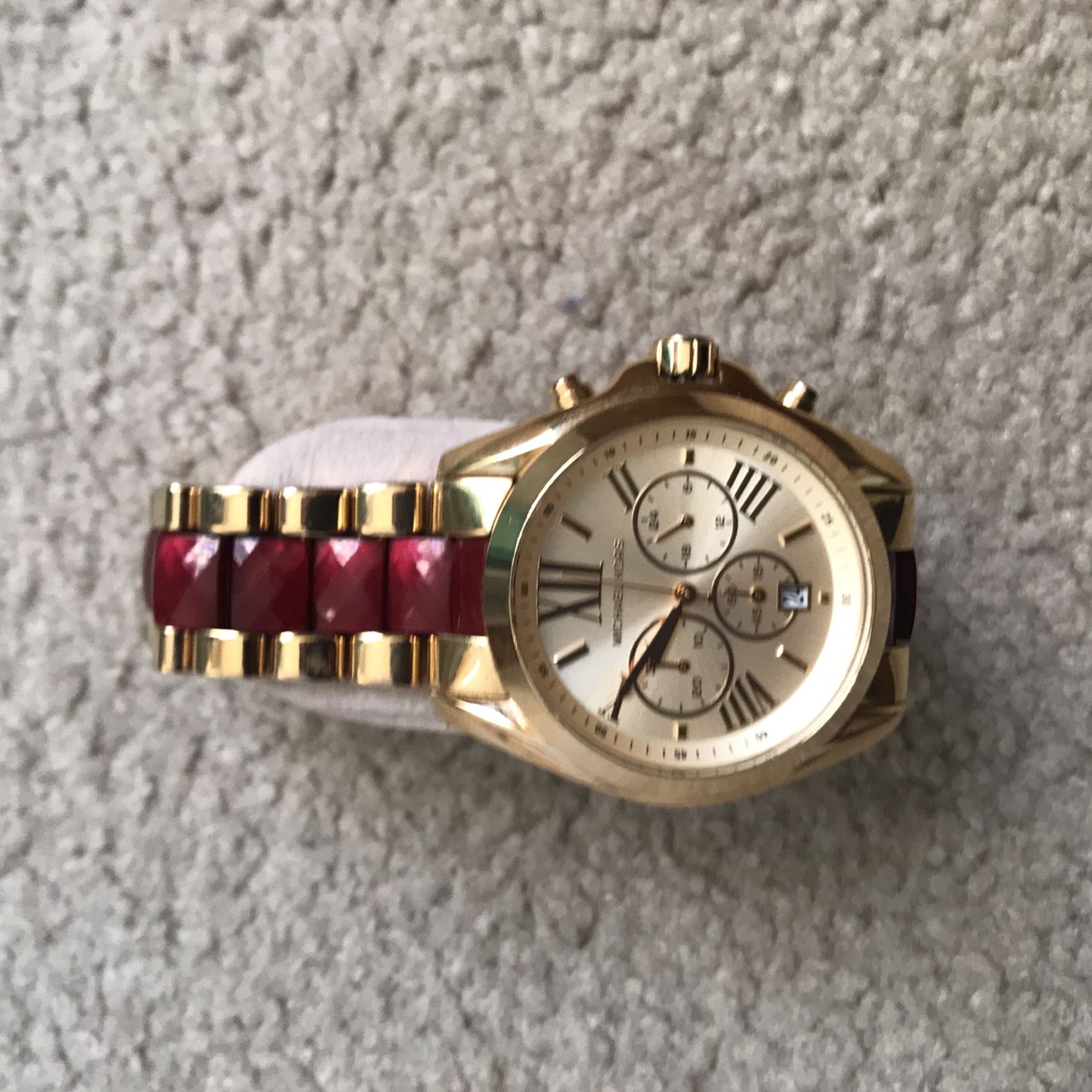 “MICHAEL KORS” Burgundy & Gold Watch