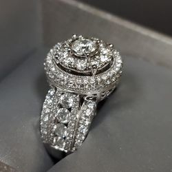 14K White Gold  2 and 3/4 CT. T.W. Diamond Ring