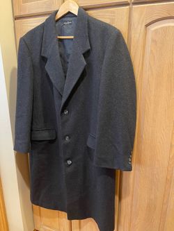 Stafford Men's Charcoal 100% Merino Wool Overcoat