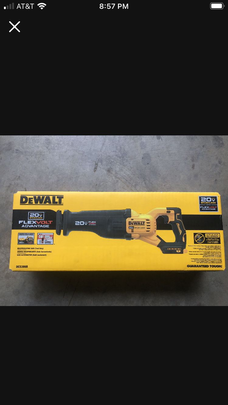 Brand New DEWALT 20V MAX Lithium Ion Cordless Brushless Reciprocating Saw with FLEXVOLT ADVANTAGE (Tool Only)