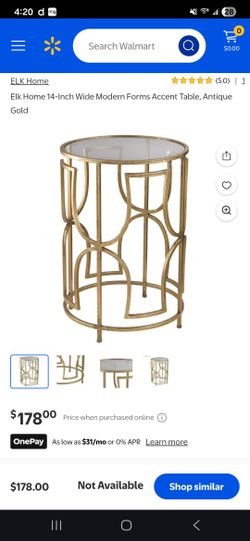 Glass Side Table, Vintage Side Table, Glass With Gold Side Table