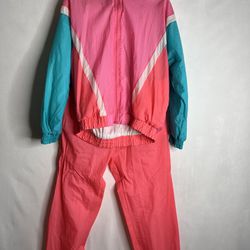 Vintage Marina Bay Matching Tracksuit Set Pink Bright Neon 90s Petite Medium PM