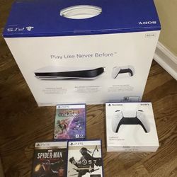 Brand New Disc Version Console + 3 Games + 1 Controller Bundle