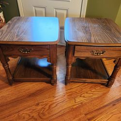 Solid Wood Rectangle End Table Side Table Set w/ Drawer. 22x26x22H. Price BOTH.