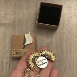 “You Are My Sunshine” Necklace With Gift Box. Chain is 17.5”+2” Extension). NEW