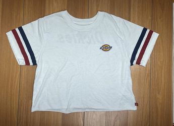Vintage Dickies white, red, blue cropped shirt size medium women’s