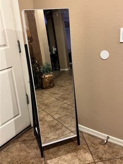Full length standing mirror swivel jewelry cabinet with lock & key - $100