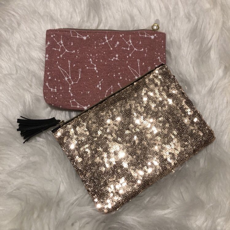 Two Ipsy cosmetic/makeup bags-one astrological vibes & one glam vibes