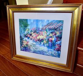 Paris Street Flower Market Custom Framed Print